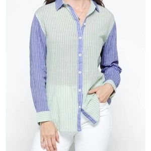 Beach Lunch Lounge Brielle Pinstripe Button-Down Shirt - Size M